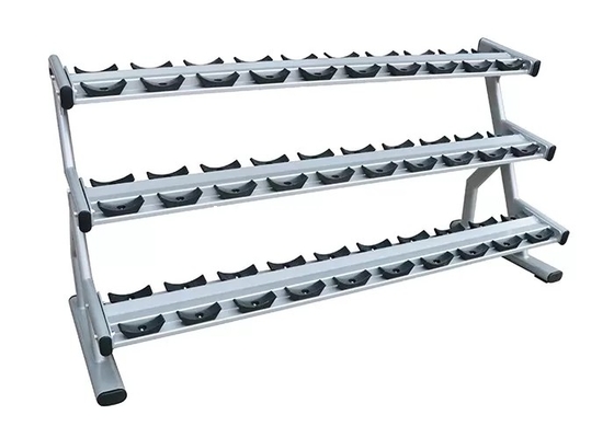 15 van het de Domoorgewicht van Staalbarbell het Rek van de Zilveren Paren Zwarte Op drie niveaus